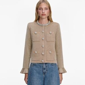 Self-Portrait NWOT GOLD CRYSTAL TRIM CARDIGAN